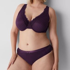 Cotton Thong With Lace Waist - Plume Purple